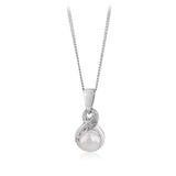 Fresh Water Pearl & Small Diamond Pendant in Sterling Silver