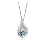 Natural Sky Blue Topaz & Small Diamond Pendant in Sterling Silver