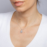 Natural Sky Blue Topaz & Small Diamond Pendant in Sterling Silver