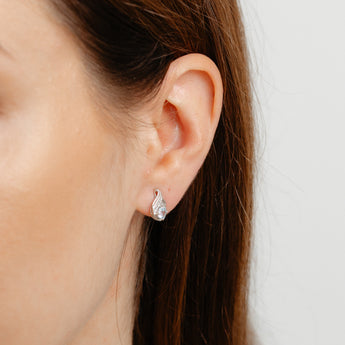 Natural Sky Blue Topaz & Small Diamonds Stud Earrings in Sterling Silver