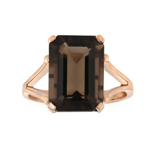 Smoky Quartz Octagon Ring in 9ct Rose Gold