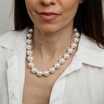 White Shell Pearl 45cm Necklace in Sterling Silver