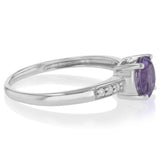 Natural Amethyst & Diamond Ring in Sterling Silver