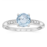 Natural Sky Blue Topaz & Diamond Ring in Sterling Silver