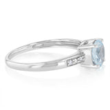 Natural Sky Blue Topaz & Diamond Ring in Sterling Silver