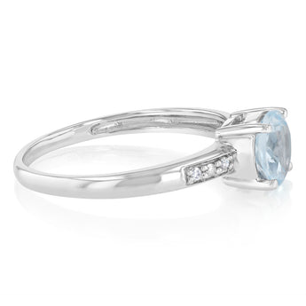 Natural Sky Blue Topaz & Diamond Ring in Sterling Silver