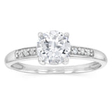 Natural White Topaz & Diamond Ring in Sterling Silver
