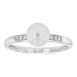 Pearl & Diamond Ring in Sterling Silver