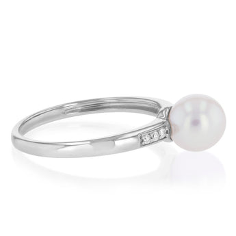 Pearl & Diamond Ring in Sterling Silver