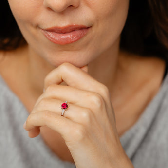 Created Ruby & Diamond Ring in Sterling Silver