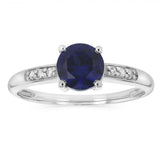 Created Sapphire & Diamond Ring in Sterling Silver