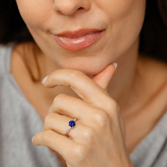 Created Sapphire & Diamond Ring in Sterling Silver