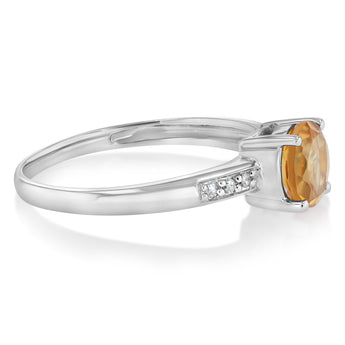 Natural Citrine & Diamond Ring in Sterling Silver
