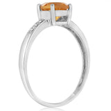 Natural Citrine & Diamond Ring in Sterling Silver