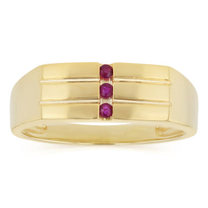 Natural Ruby Gents Ring in Gold Plated Sterling Silver