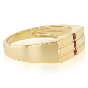 Natural Ruby Gents Ring in Gold Plated Sterling Silver