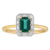 Created Emerald and Diamond Ring in Gold Plated Sterling Silver