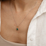 Created Emerald and Diamond Pendant in Gold Plated Sterling Silver