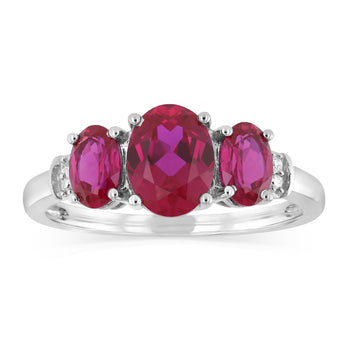 Created Ruby and Diamond Ring in Sterling Silver