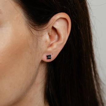 Natural Black Sapphire Stud Earrings in Sterling Silver