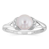 Pearl & Diamond Ring in Sterling Silver