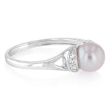 Pearl & Diamond Ring in Sterling Silver