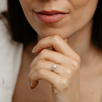 Pearl & Diamond Ring in Sterling Silver