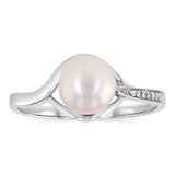 Pearl & Diamond Ring in Sterling Silver