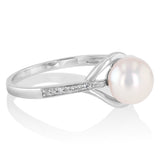 Pearl & Diamond Ring in Sterling Silver