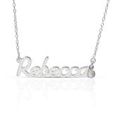 Personalised Sterling Silver Name Pendant with Birthstone on 40cm Chain