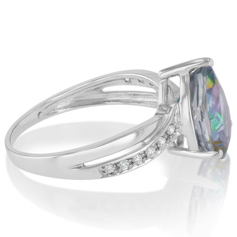 Mystic Topaz and Cubic Zirconia Ring in Sterling Silver