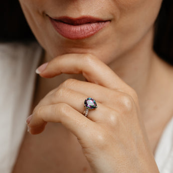 Mystic Topaz and Cubic Zirconia Ring in Sterling Silver
