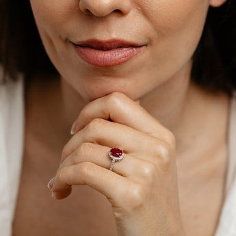 Created Ruby and Diamond Ring in Sterling Silver