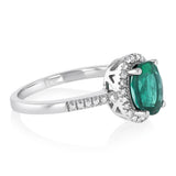 Created Emerald and Diamond Ring in Sterling Silver