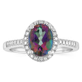 Mystic Topaz and Diamond Ring in Sterling Silver