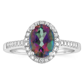 Mystic Topaz and Diamond Ring in Sterling Silver