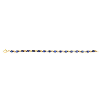 Created Sapphire and 1/10 Carat Diamond 17cm Bracelet in Gold Plated Sterling Silver
