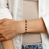 Created Sapphire and 1/10 Carat Diamond 17cm Bracelet in Gold Plated Sterling Silver
