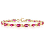 Created Ruby and 1/10 Carat Diamond 17cm Bracelet in Gold Plated Sterling Silver