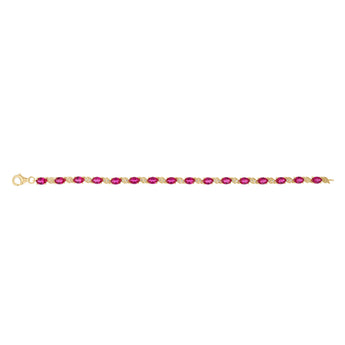 Created Ruby and 1/10 Carat Diamond 17cm Bracelet in Gold Plated Sterling Silver