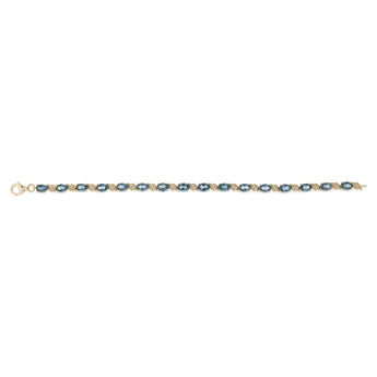 London Blue Topaz and 1/10 Carat Diamond 17cm Bracelet in Gold Plated Sterling Silver