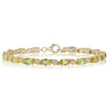 Peridot and 1/10 Carat Diamond 17cm Bracelet in Gold Plated Sterling Silver