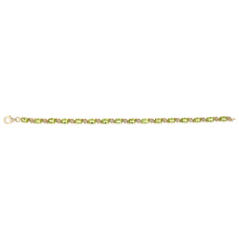Peridot and 1/10 Carat Diamond 17cm Bracelet in Gold Plated Sterling Silver