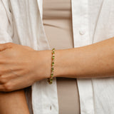Peridot and 1/10 Carat Diamond 17cm Bracelet in Gold Plated Sterling Silver