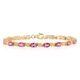 Pink Topaz and 1/10 Carat Diamond 17cm Bracelet in Gold Plated Sterling Silver