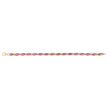 Pink Topaz and 1/10 Carat Diamond 17cm Bracelet in Gold Plated Sterling Silver