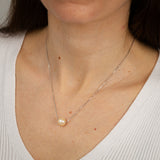 Pink Freshwater Pearl Chain and Earrings Matching Set in Sterling Silver