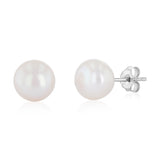 8-9mm White Freshwater Pearl Earrings in Sterling Silver