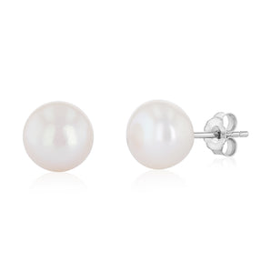 8-9mm White Freshwater Pearl Earrings in Sterling Silver