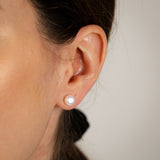 White Freshwater Pearl Earrings Set in Sterling Silver